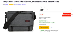 Eastpak Delegate + 17 Inch Black Denim schoudertas voor €31,40 bij Bol