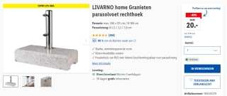 Granieten parsolvoet Livarno voor €20