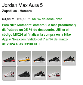 2 Pares Zapatillas Nike Jordan Max Aura 5 a tan solo 97,48€
