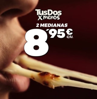 2 Pizzas medianas a domicilio por 17,90€.