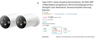 TP-Link Tapo C425(2-pack) voor €119 bij Amazon