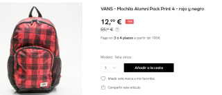 Mochila VANS Alumni Pack Print 4 por 12.99€