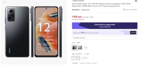 Movil Xiaomi Redmi Note 12 Pro 4G de 6GB+128GB por 180€