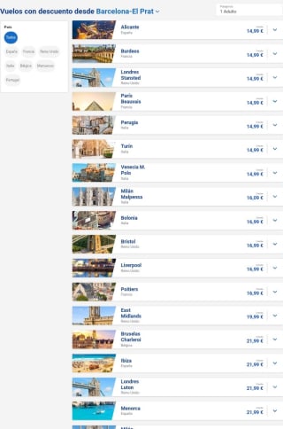 Ryanair Vuelos desde 16,99€ e incluso menos.