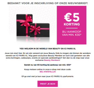 €5 korting vanaf €30 bij ICI Paris XL