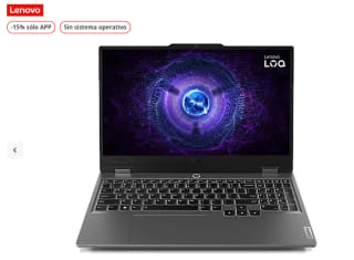 Portátil gaming Lenovo LOQ 15IAX9 15.6" Full-HD Intel Core i5-12450HX 24GB RAM 512GB SSD GeForce RTX 4060 Sin sistema operativo por solo 721,65€