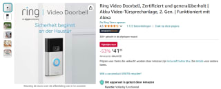 Ring videodeurbell 2nd gen voor €41,99 bij Amazon