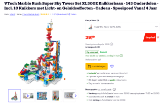 VTech Marble Rush Super Sky Tower Set XL300E knikkerbaan voor €39,99 bij Bol