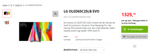 LG C2 OLED65C25LB - 65 inch - 4K OLED evo - 2022 voor €1.325 bij Apollo