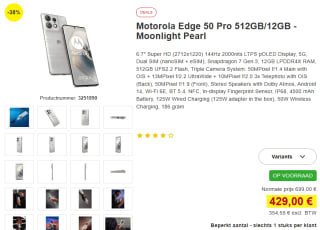 Motorola Edge 50 Pro 512/12GB voor €429 bij Proshop