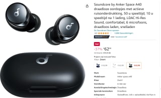 Soundcore Space A40 oordopjes voor €62,99 bij Amazon
