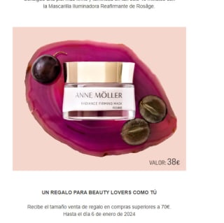 Regalo mascarilla anne Moller tamaño venta por compras de +70€