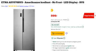 ETNA AKV578RVS - Amerikaanse koelkast No Frost voor €599 bij Bol