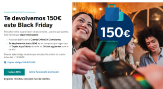 Black Friday BBVA devuelve hasta 150€ en cuenta sin comisiones