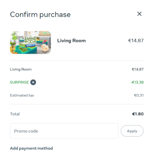 Living Room voor €1,80 dmv code via Meta