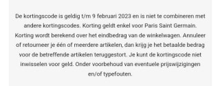 kortingsbon van -15% op alles van Paris Saint Germain