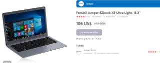 Portátil Jumper EZbook X5 Ultra Light, 13.3" 4GB/128GB por 138€