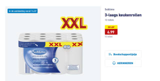 Sublimo 3-laags keukenrollen 12 rollen. voor €6,99 bij de Aldi