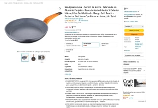 Sartén San Ignacio Lava de 24cm Aluminio Forjado Revestimiento Interior y exterior Mármol Gris de Whitford por solo 9,99€