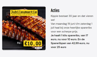1 kilo spareribs voor maar €10 bij Kippie