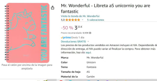 Libreta a5 unicornio negra o rosa you are fantastic Mr Wonderful por 3,25€ (dos modelos