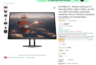 Monitor Gaming de 27" modelo HP OMEN 27i, por 320,53€