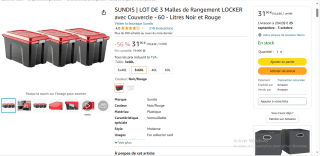 Lot de 3 Malles de Rangement Sundis Locker avec Couvercle à 31,90€