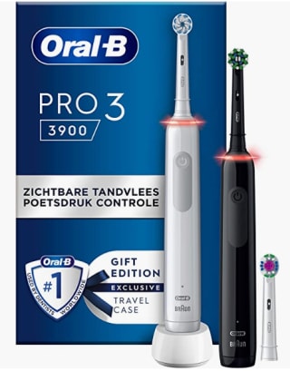 Oral-B Pro 3 - 3900 - Elektrische Tandenborstel Duo-pak Zwart & Wit voor €49,99 bij Amazon