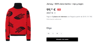 Jersey The North Face 100% lana merino por 99.99€