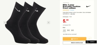 3 paar Nike Everyday Cushion Crew sokken voor €5,99 bij Scapino