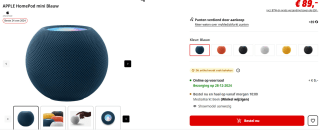Apple HomePod mini luidspreker (Donkerblauw, Bluetooth 5.0, wifi, Siri) voor €89 bij de Mediamarkt