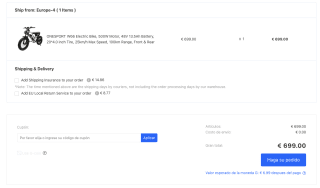 Bicicleta eléctrica ONESPORT W66 motor 500W neumáticos 20" velocidad 25 km/h autonomía 100 km frenos disco hidráulicos por solo 699€