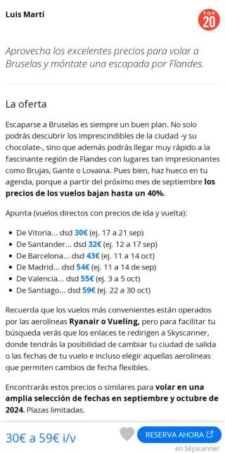 Vuelos a bruselas y Flandes de 30€/59€