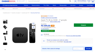 Aparelho de Streaming da Apple TV em 4K de 32GB de 1º Geração - R$ 699