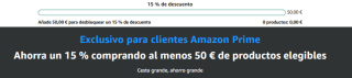 Amazon 15% comprando al menos 50€ de productos elegibles