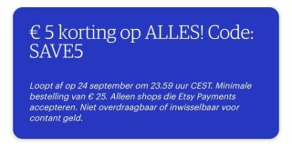 €5 korting op je aankoop bij Etsy