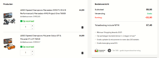 Alle Lego speed champions sets 2de voor de halve prijs bij Intertoys