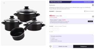 Batería de Cocina 7 Piezas Magefesa Kenia por 40.91€ (Cuenta Nueva 28.45€)