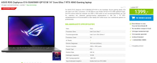 ASUS ROG Zephyrus G16 GU605MV-QP101W 16" gaming laptop voor €1.399 bij Megekko.