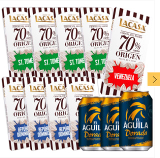 Pack chocolate Orígenes 70% Lacasa + Cerveza El Águila Dorada a 5,99€