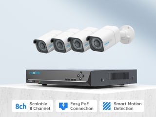 Reolink 4K PoE beveiligingscamera systeem H.265, 4pcs 8MP IP camera en 8CH NVR + 2TB HDD voor 24/7 opnames