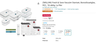 ZWILLING Fresh & Save Vacuüm Startset, Borosilicaatglas, M/L, 16-delig voor €91,10 met Amazon Prime