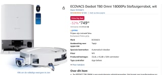 ECOVACS Deebot T80 Omni 18000Pa Stofzuigerrobot voor €749 met Amazon prime