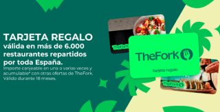 Tarjeta regalos Thefork rebajadas la de 35€ por 24,99€ y mas en descripción