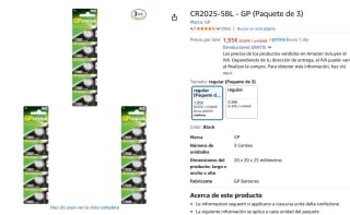 CR2025-5BL - GP (Paquete de 3) por 1,95€