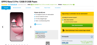 OPPO Reno13 Pro 12GB/512GB Paars voor €599 bij Belsimpel