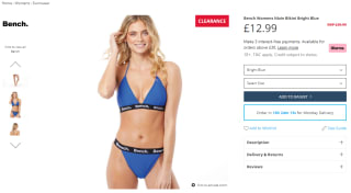 Score Bench women's Nixie bikini bright blue from MandM Direct for £12.99