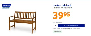 Houten tuinbank 2-persoons voor €39,95 in de Action webshop