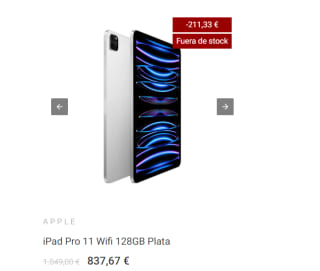 Tablet iPad Pro 11 Wifi 128GB por 837€