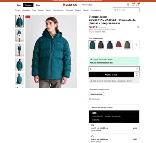 Chaqueta TOMMY HILFIGER ESSENTIAL JACKET de plumas por solo 68,95€